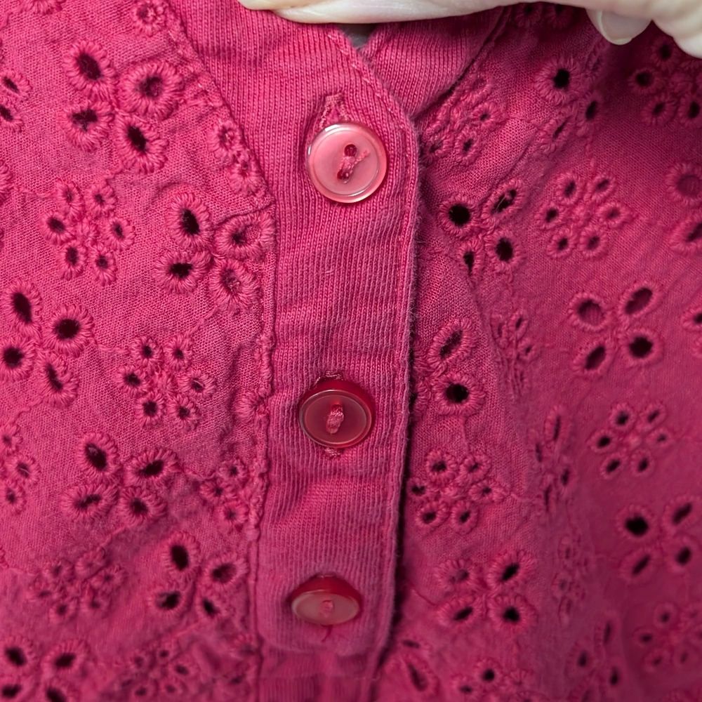 Easy Essentials Eyelet Yoke Red, Woman Plus Size 3X, 100% Cotton Tee - Picture 10 of 12